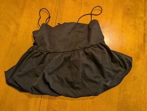 BP Black Bubble Hem Peplum Cami Top Size M Spaghetti Strap Tie Back Coquette